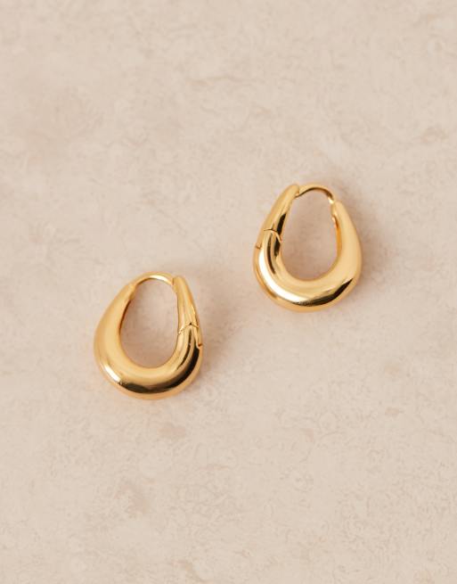 送税込【Abbott Lyon】Pearl Droplet Mini Hoop Earrings☆Gold Organic_Pearl_Drop_Huggie_Earr