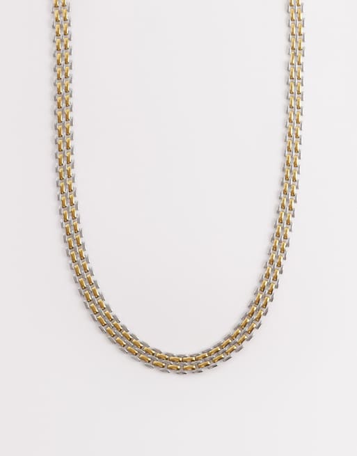 Abbott Lyon mixed metals heritage chain necklace in gold tone and silver tone
