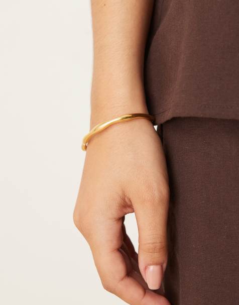 Abbott Lyon molten bangle bracelet in 18k gold plated waterproof stainless steel - view 1