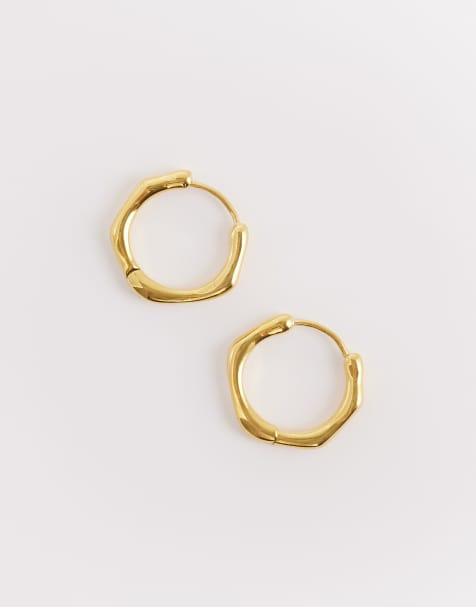 Abbott Lyon molten hoop earrings in 18k plated stainless steel in gold - view 1