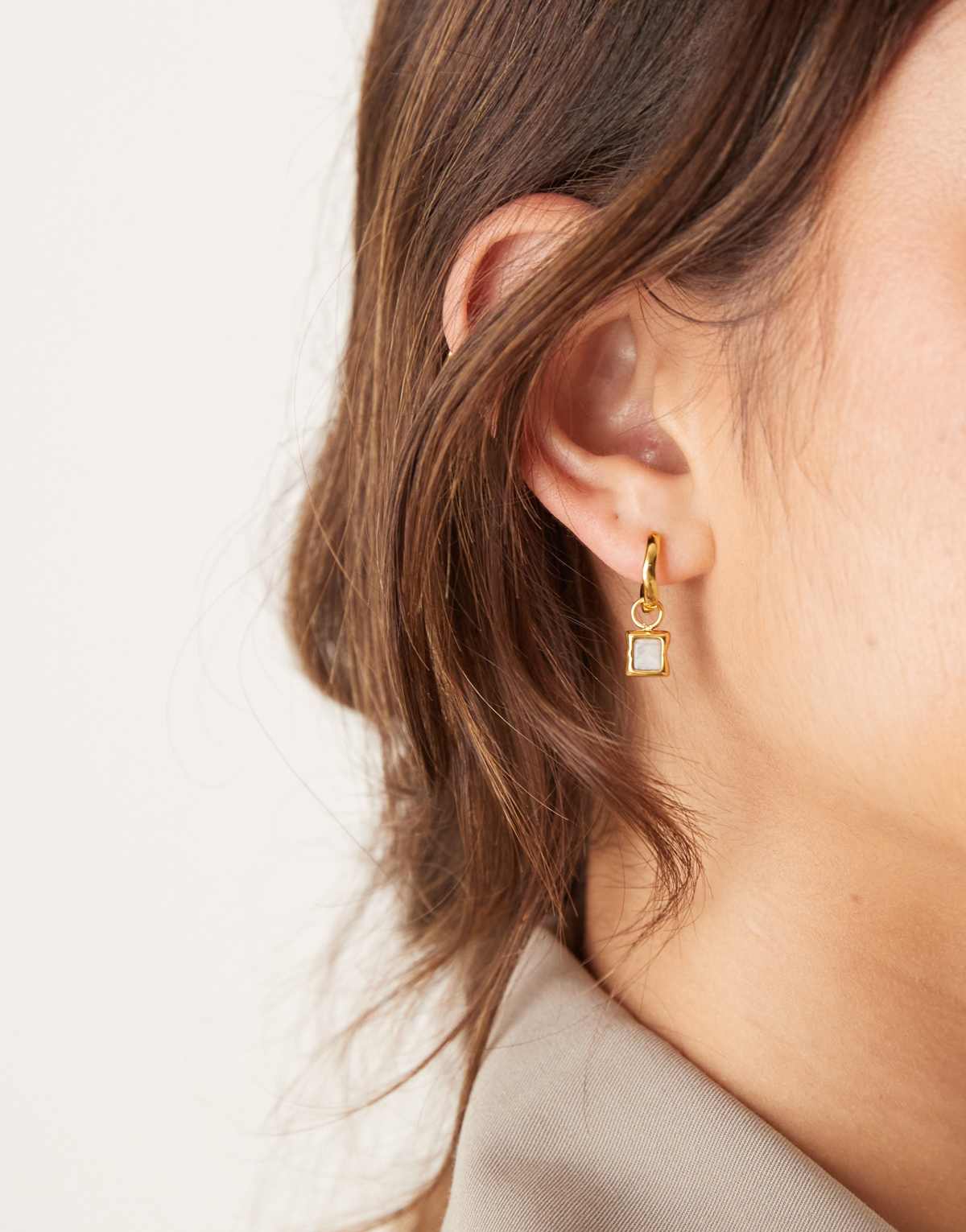 Abbott Lyon molten moonstone huggie hoop earrings in 18k gold plated waterproof stainless steel