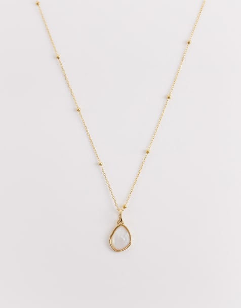 Abbott Lyon moonstone pendant necklace in 18k plated stainless steel in gold - view 1