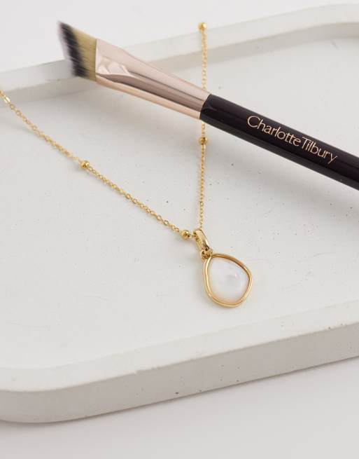 Abbott Lyon moonstone pendant necklace in 18k plated stainless steel in gold, 2 of 4