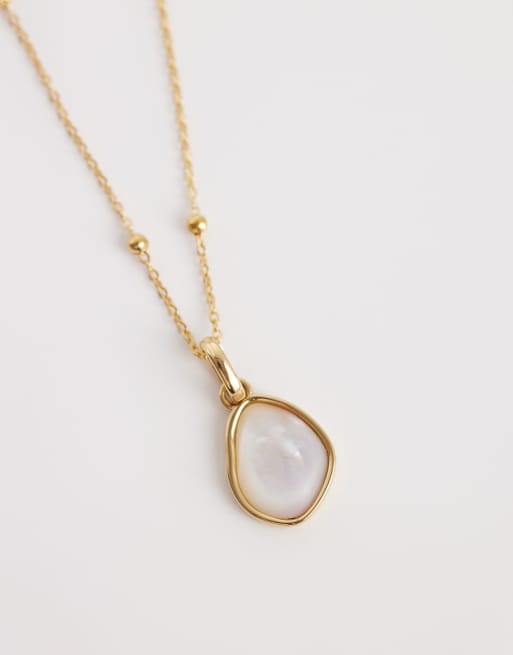 Abbott Lyon moonstone pendant necklace in 18k plated stainless steel in gold, 3 of 4