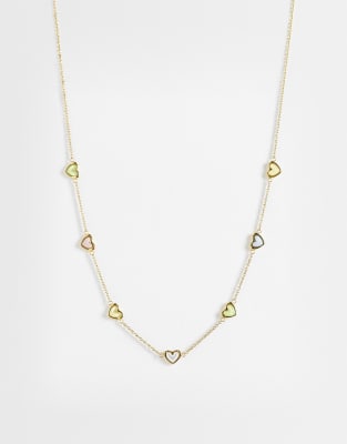 Abbott Lyon Multi Color Mini Hearts Necklace In Gold
