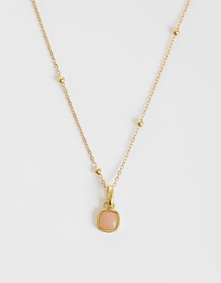 Abbott Lyon Pale Pink Opal Cushion Pendant Necklace In Gold