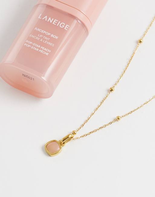 Abbott Lyon pale pink opal cushion pendant necklace in 18k gold plated, 2 of 4