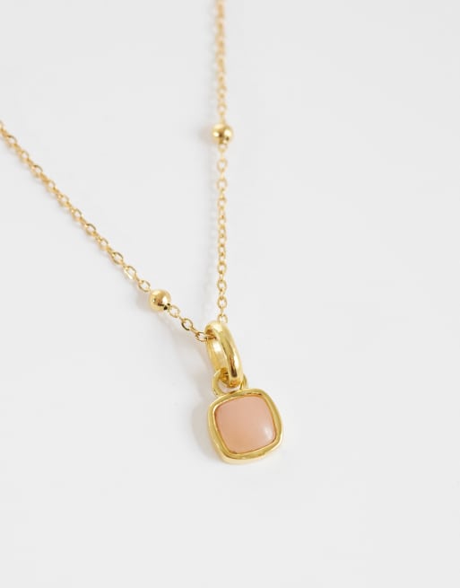 Abbott Lyon pale pink opal cushion pendant necklace in 18k gold plated, 3 of 4