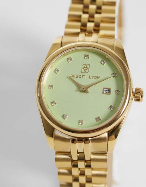 Abbott Lyon pastel green smooth bezel belgravia 30mm watch - GOLD, 3 of 4