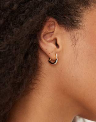 Abbott Lyon Abbott Lyon pave crystal heart hoop stainless steel earrings in 18k gold plated