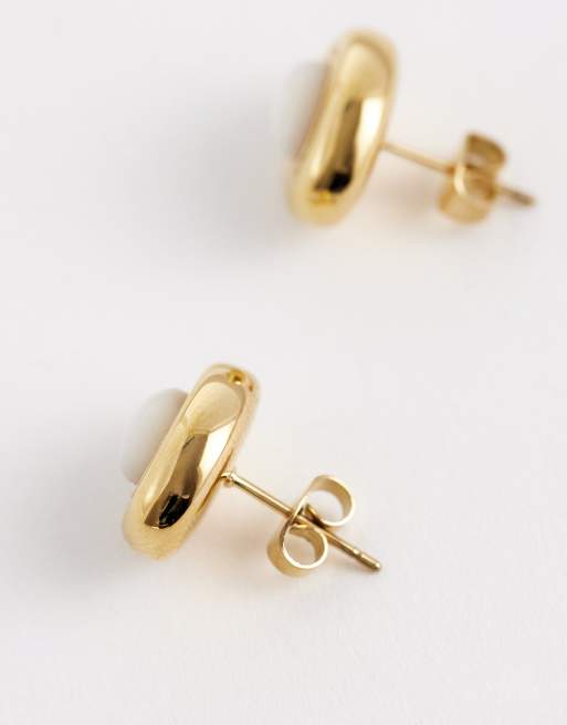 Abbott Lyon pearl molten stud earrings in 18k gold plated stainless steel, 3 of 4