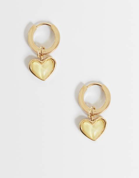 Abbott Lyon - Pendientes de aro pequeños chapados en oro de 18 quilates con diseño de corazón con cuarzo amarillo - view 1