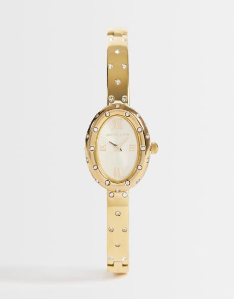 Abbott Lyon polka dot oval watch in gold - view 1