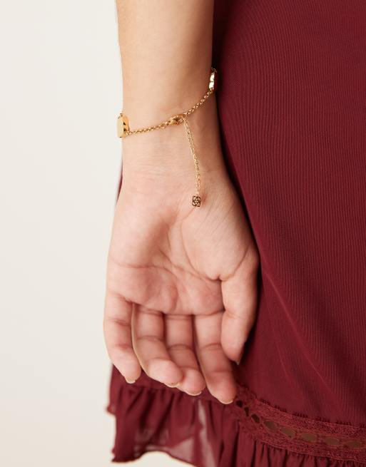 Abbott Lyon red and gold clover adjustable bracelet in 18k gold