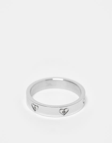 Abbott Lyon – Ring aus versilbertem wasserfestem Edelstahl mit Kristallherz - view 1