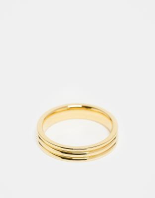 Abbott Lyon - Ring aus wasserfestem Edelstahl mit 18-Karat-Vergoldung und dreifachem Bandring-Goldfarben