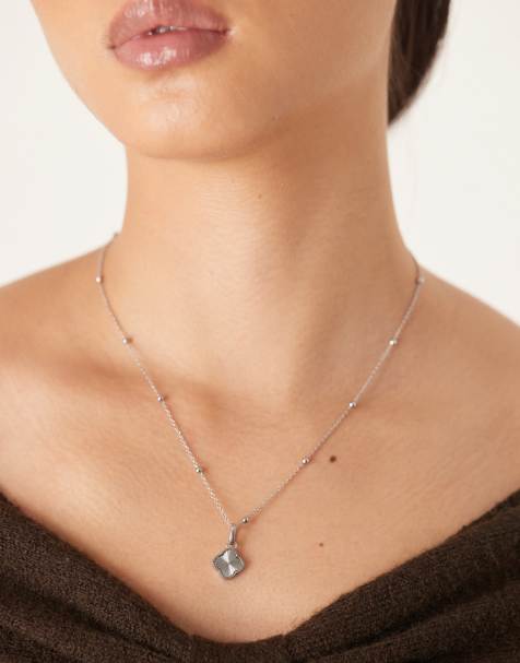 Abbott Lyon – Silverfärgat, strukturerat halsband i rostfritt stål - view 1