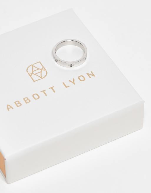 Abbott Lyon – Silverpläterad ring i vattentåligt, rostfritt stål med hjärtan och stenar, 2 av 4