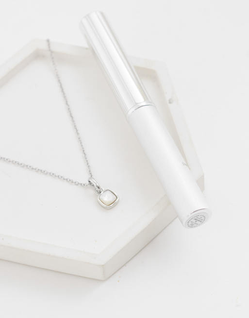 Abbott Lyon – Silverpläterat halsband i rostfritt stål med vitt kvartshänge, 2 av 4
