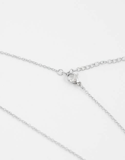 Abbott Lyon – Silverpläterat halsband i rostfritt stål med vitt kvartshänge, 3 av 4
