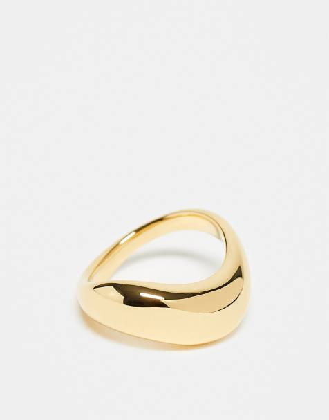 Abbott Lyon – Statement-Ring aus wasserfestem Edelstahl mit 18-Karat-Vergoldung und geschmolzenem Design - view 1