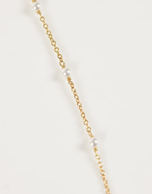 Abbott Lyon stationed faux pearl necklace in 14ct gold plated, 2 of 3