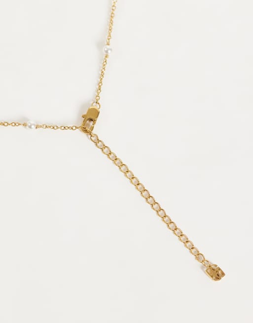 Abbott Lyon stationed faux pearl necklace in 14ct gold plated, 3 of 3