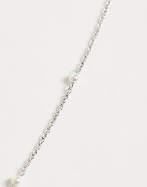 Abbott Lyon stationed faux pearl necklace in silver, 2 of 3
