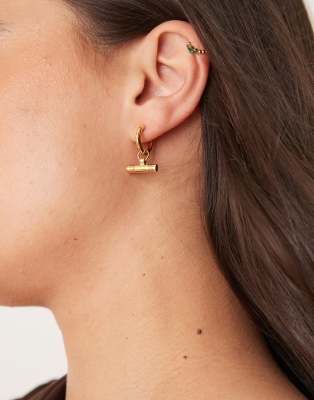 Abbott Lyon Abbott Lyon t-bar hoop earrings in 18k gold plated waterproof stainless steel