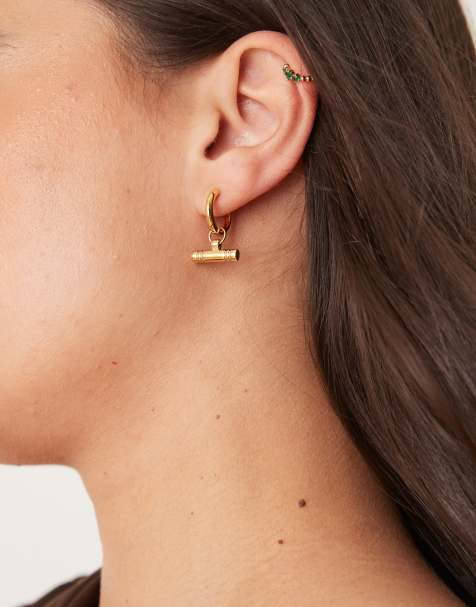 Abbott Lyon t-bar hoop earrings in 18k gold plated waterproof stainless steel - view 1