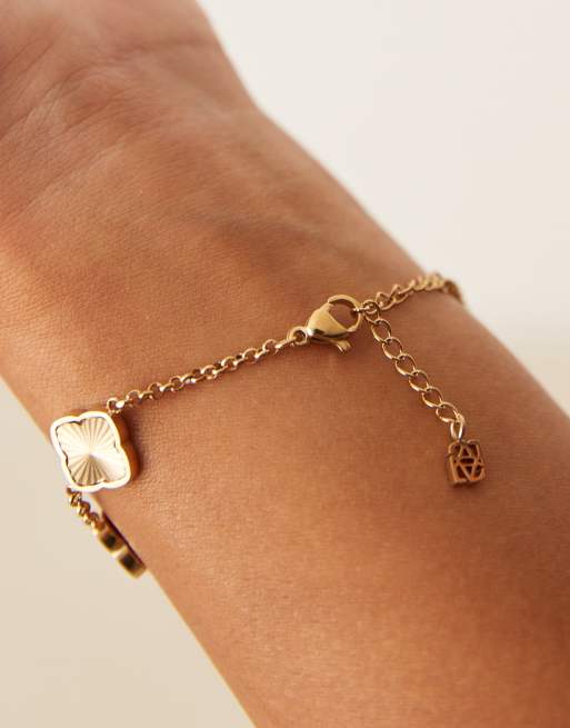 Abbott Lyon textured clover bracelet in 18k gold plated waterproof