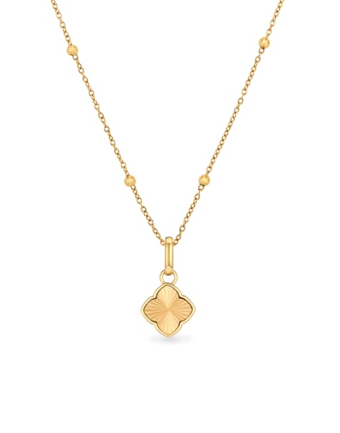 Abbott Lyon textured clover necklace in 18k gold plated waterproof stainless steel - view 1