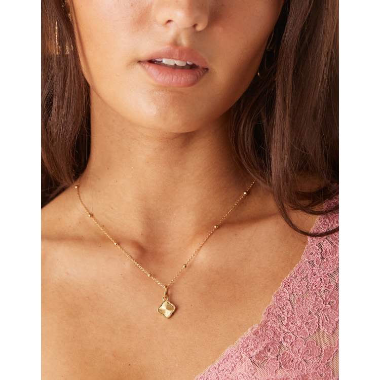 Abbott Lyon textured clover necklace in 18k gold plated