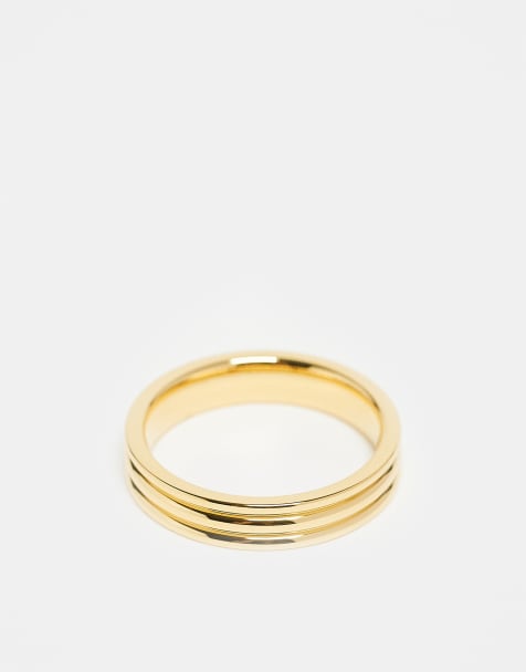 Abbott Lyon triple band ring in 18k gold plated waterproof stainless steel - view 1