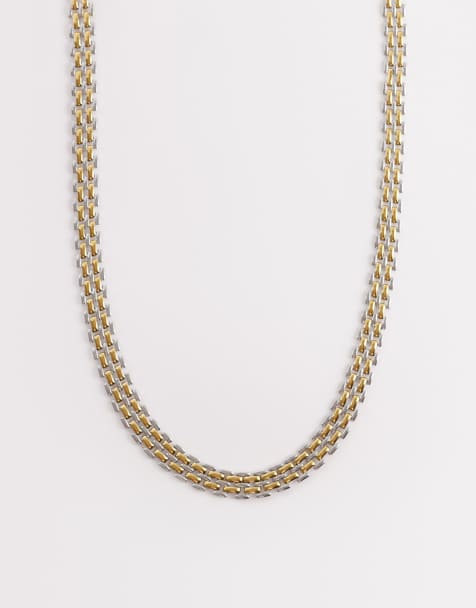 Abbott Lyon - Tweekleurige heritage schakelketting van gemengd metaal in goud en zilver - view 1