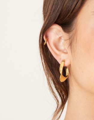 Abbott Lyon Abbott Lyon twisted hoop earrings in 18k gold plated waterproof stainless steel