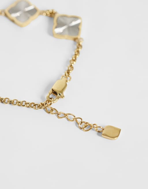Abbott Lyon two tone textured multi clover bracelet 14ct gold plated, 2 of 3
