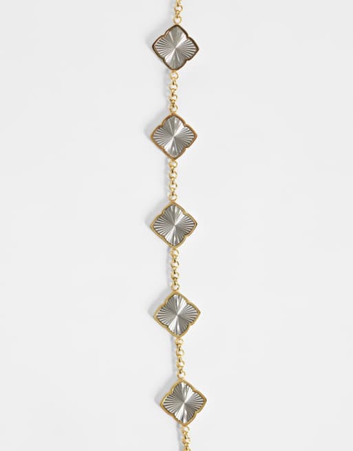 Abbott Lyon two tone textured multi clover bracelet 14ct gold plated, 3 of 3