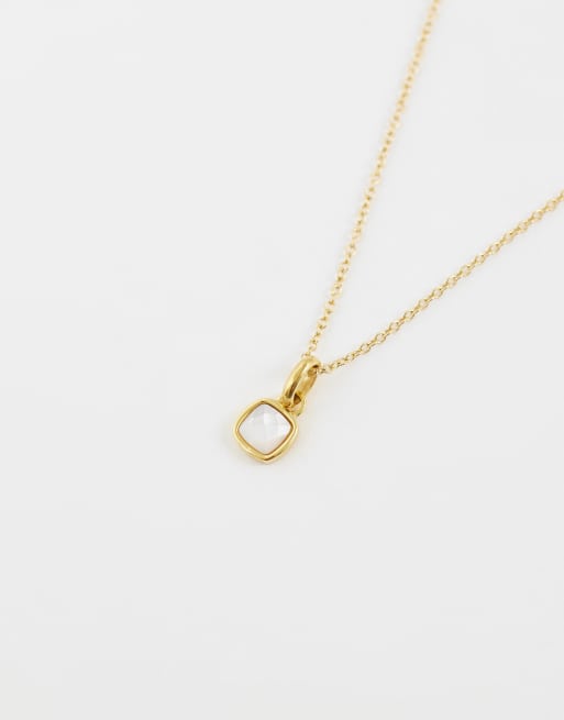Abbott Lyon white quartz cushion pendant necklace in 18k gold plated, 4 of 4