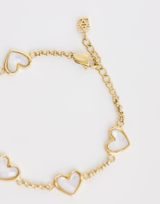 Abbott Lyon white quartz heart bracelet in 18k gold-plated stainless steel, 2 of 3