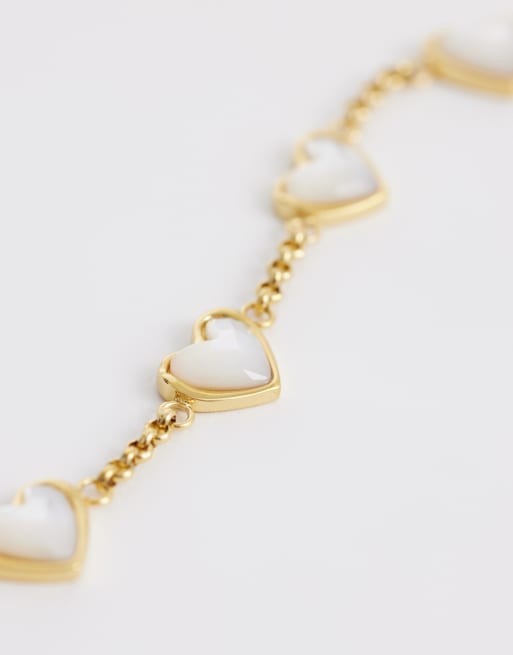 Abbott Lyon white quartz heart bracelet in 18k gold-plated stainless steel, 3 of 3