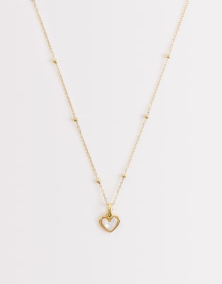 Abbott Lyon Abbott Lyon white quartz heart pendant necklace in 18k plated stainless steel in gold