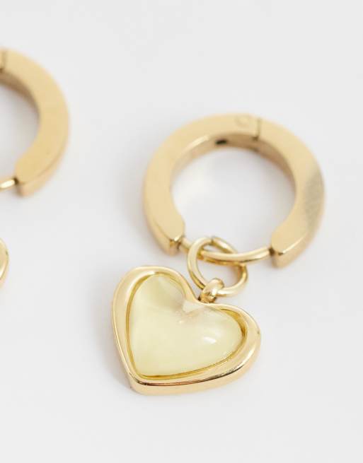 Abbott Lyon yellow quartz huggie heart earrings in 18k gold plated, 3 of 4