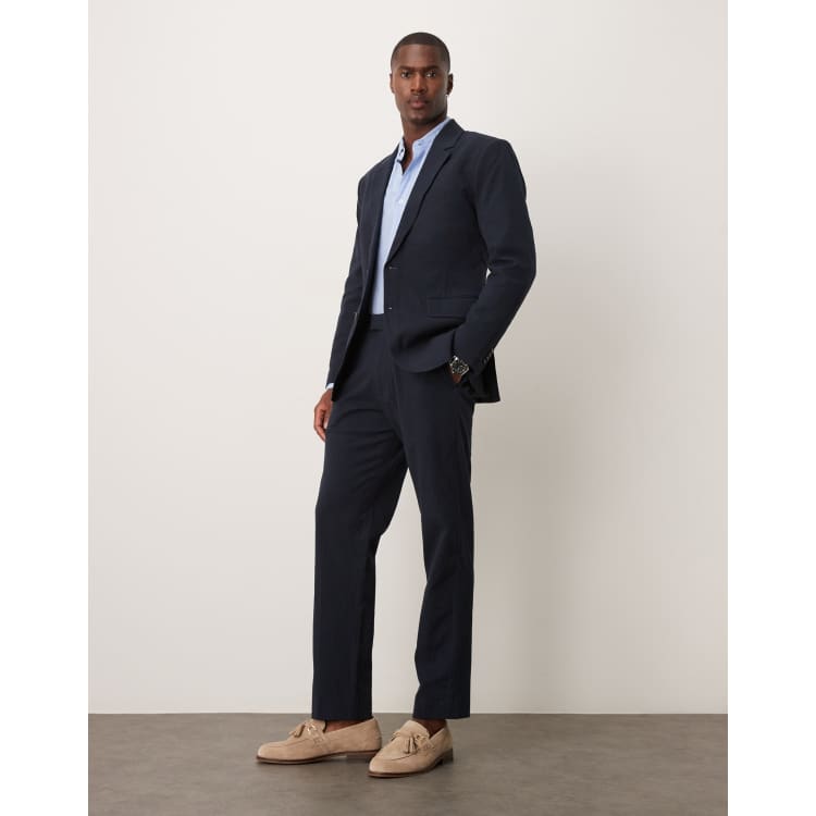 Abercombie & Fitch classic seersucker suit pants in navy - part of