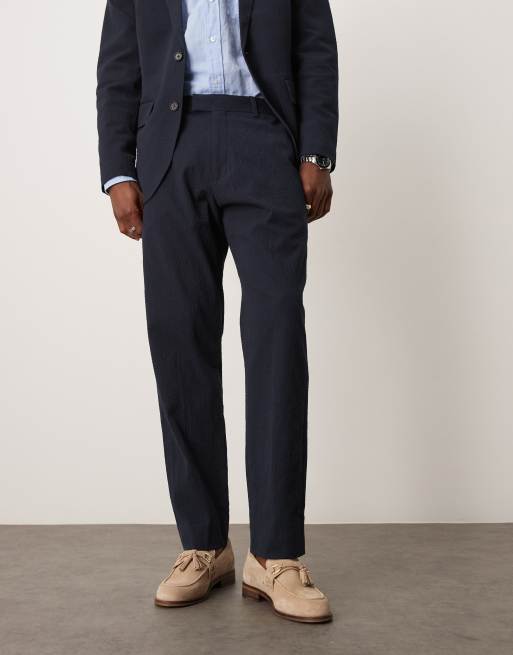 Abercombie & Fitch classic seersucker suit pants in navy - part of