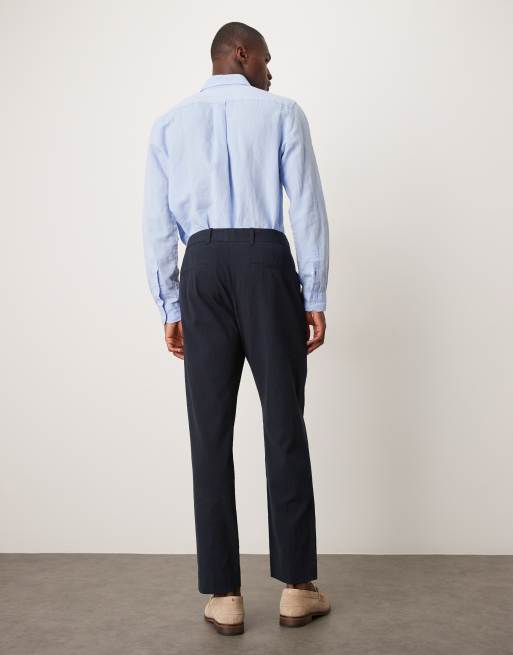 Abercombie & Fitch classic seersucker suit trouser co-ord in navy, 4 of 5