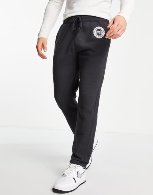 Abercombie & Fitch – Czarne joggersy z polarowym wykończeniem