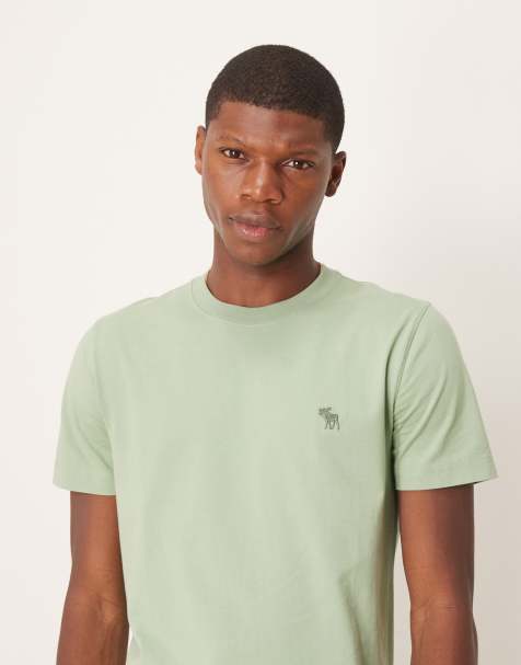 Abercombie & Fitch - Grøn T-shirt med rund hals og forhøjet elg-logoikon - view 1