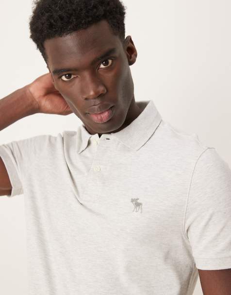 Abercombie & Fitch puffy moose icon logo crew neck T-shirt in dark gray - view 1