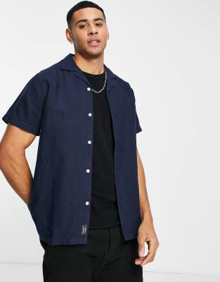 Abercombie & Fitch short sleeve shirt in navy - ASOS Price Checker